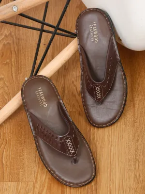 Teakwood Men Leather Brown Thong Flip-Flop