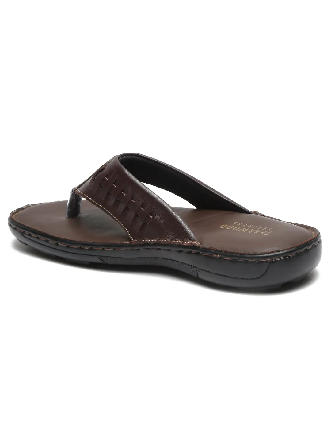 Teakwood Men Leather Brown Thong Flip-Flop