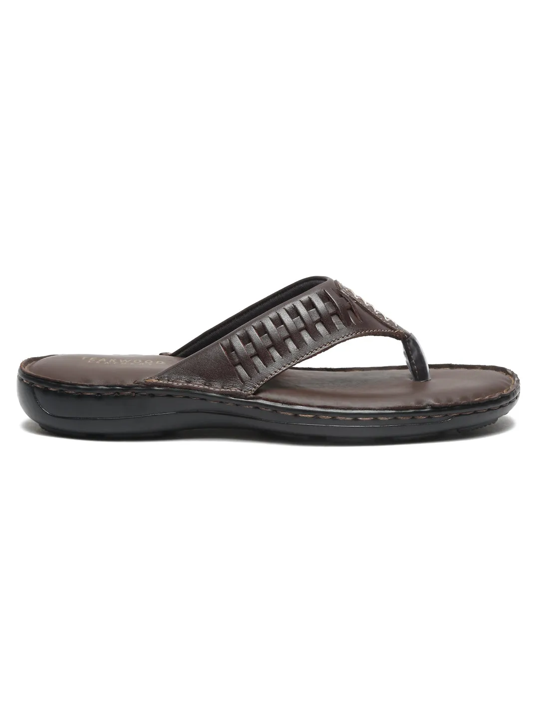 Teakwood Men Leather Brown Thong Flip-Flop