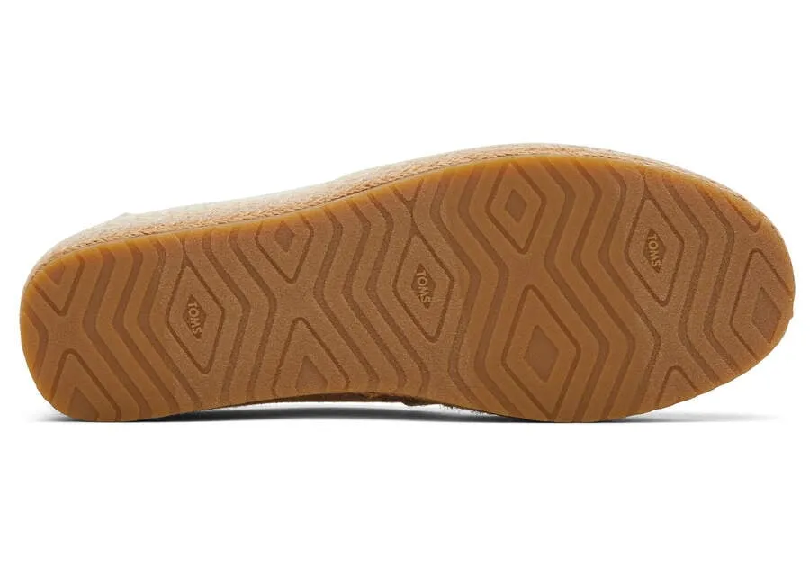 TOMS Womens Valencia Platform Espadrille - Dark Natural Metallic Linen
