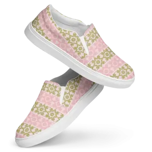Vibrant Pink Geometric Floral Canvas Shoes