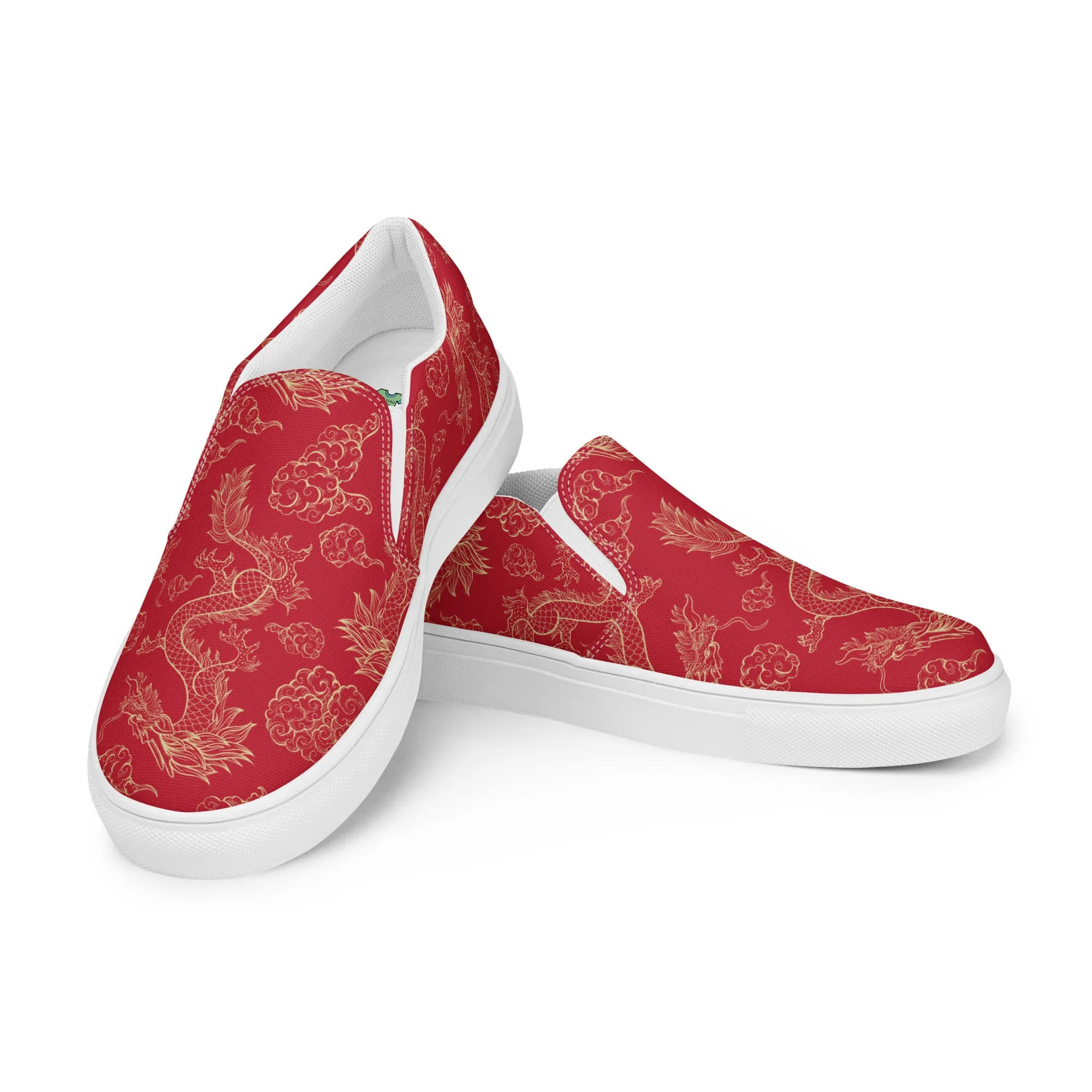 Women’s Red Dragon Design slip-on canvas shoes