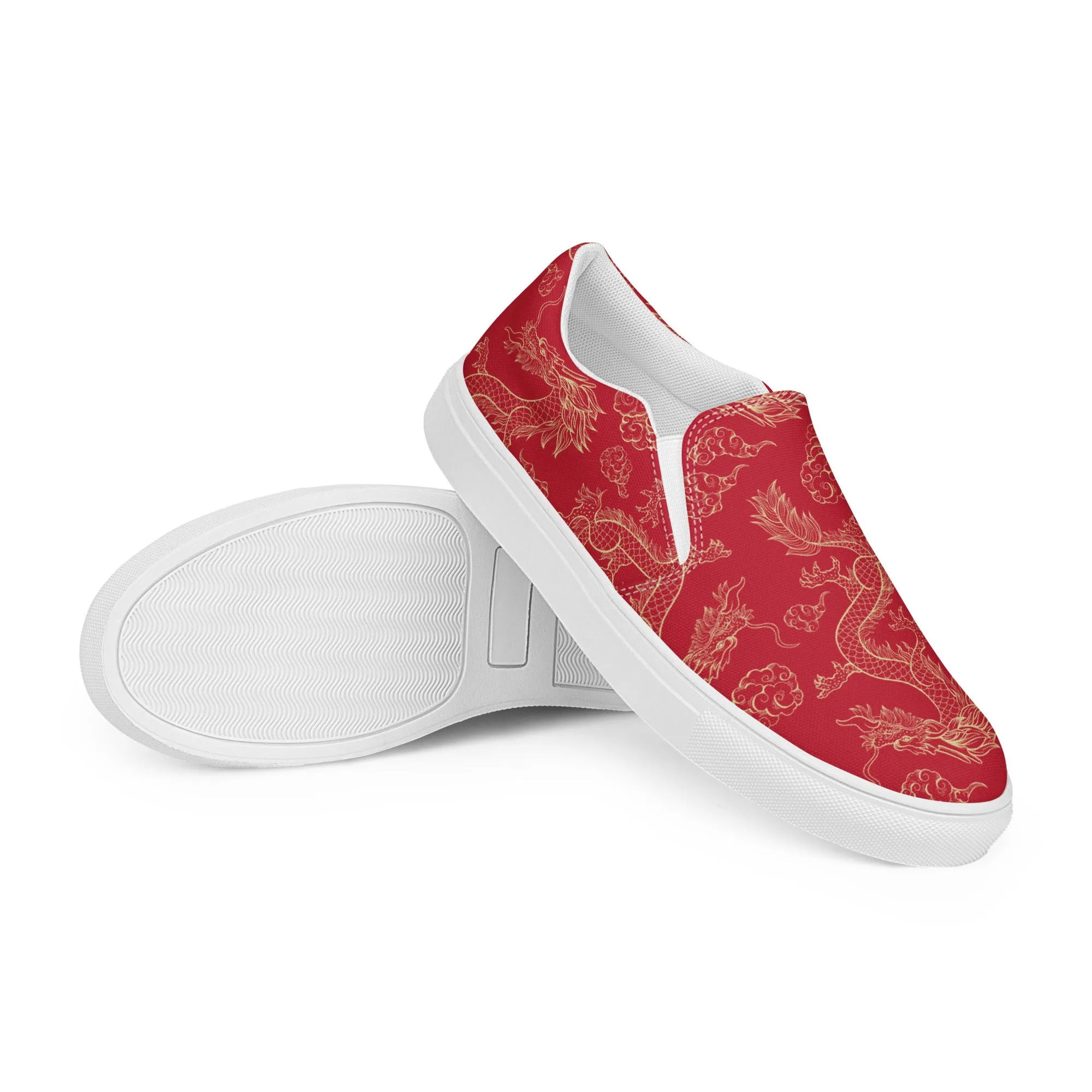 Women’s Red Dragon Design slip-on canvas shoes