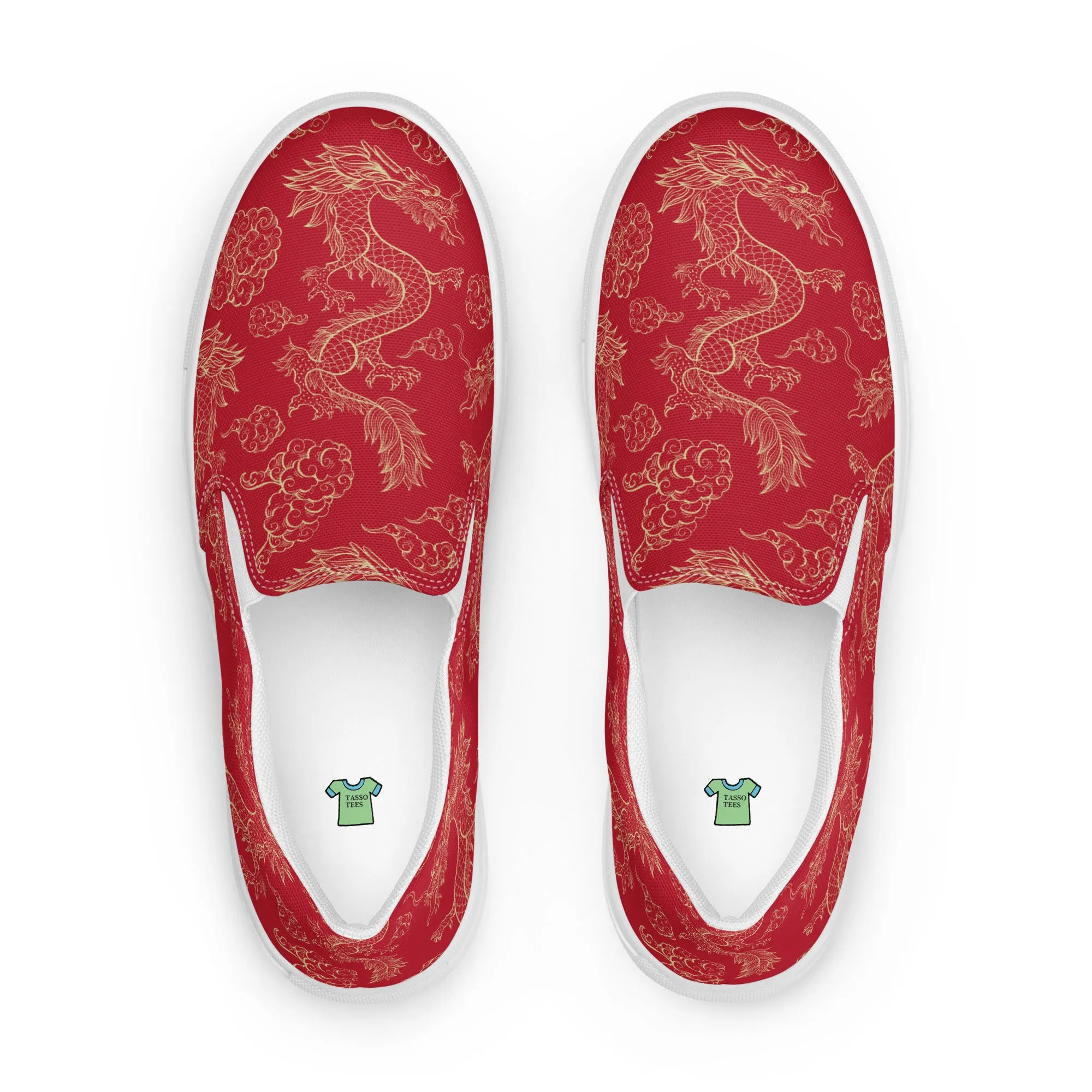 Women’s Red Dragon Design slip-on canvas shoes