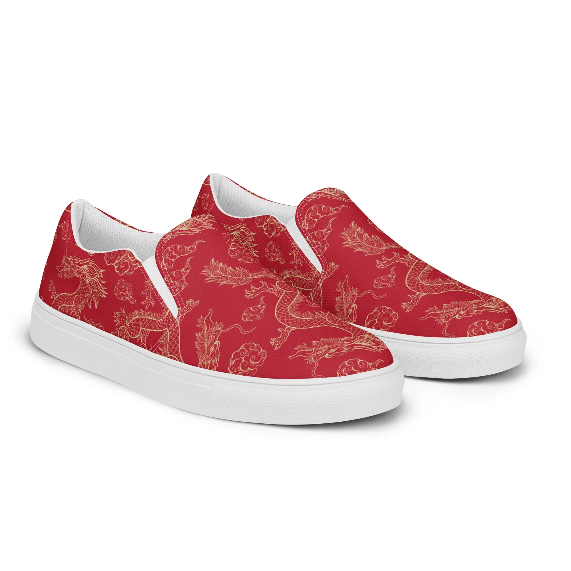 Women’s Red Dragon Design slip-on canvas shoes