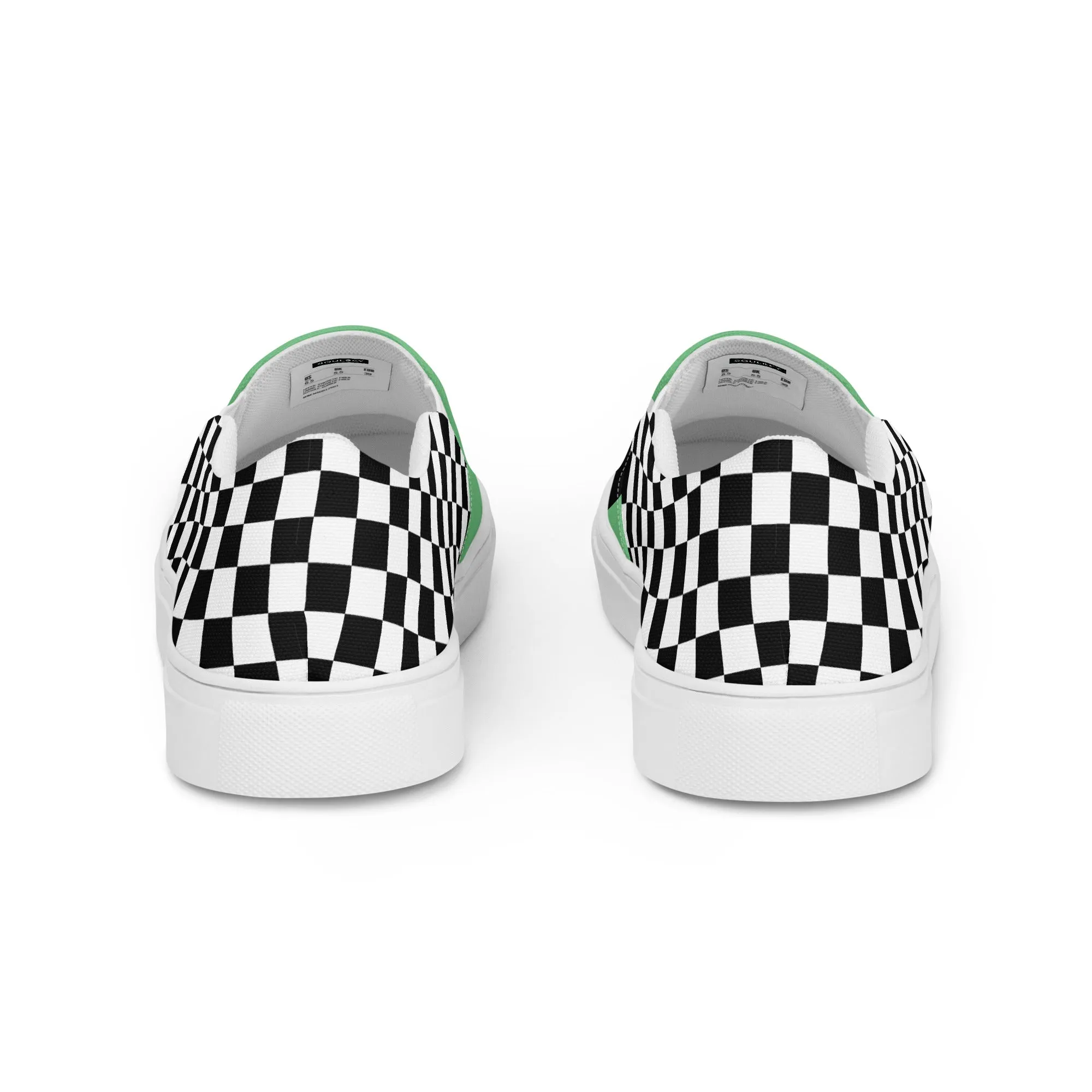 Women's Slip-On Canvas Shoes (Black, Bright Green, Checkered)