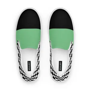 Women's Slip-On Canvas Shoes (Black, Bright Green, Checkered)